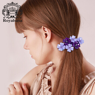 皇家莎莎（Royalsasa）发饰发夹花朵顶夹一字夹头饰弹簧夹马尾夹发卡 高贵紫色VI