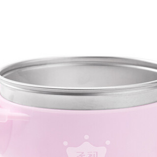 子初辅食碗 婴儿碗勺 儿童宝宝餐具套装 注水保温吸盘碗 5件套（316不锈钢）粉色款