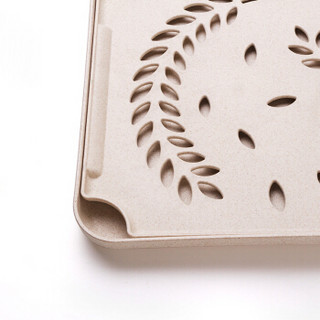 爱思得（Arsto）麦纤维托盘长方形 创意茶具水杯茶盘餐盘沥水果盘子大号两件套麦色