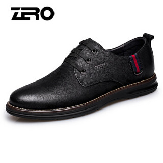 ZERO 男士头层牛皮舒适耐磨系带户外休闲鞋 H83385 黑色 40