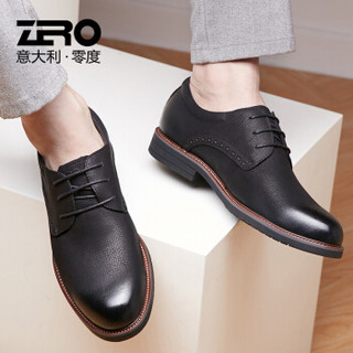 ZERO 男英伦商务正装时尚系带舒适柔软休闲皮鞋 B83330 黑色 42偏大一码