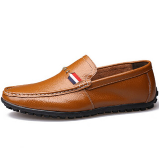 dahongying大红鹰皮鞋男士头层牛皮时尚休闲商务套脚休闲一脚蹬dhy