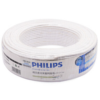 飞利浦(PHILIPS)超五类网线cat5e非屏蔽双绞线(0.5±0.01mm)网络工程综合布线 SWA1938J5/93-100米/卷