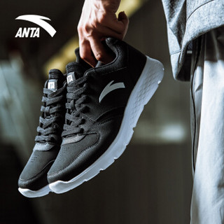 ANTA 安踏 91835525 男子 新款舒适耐磨户外运动鞋跑步鞋 黑/安踏白 8.5(男42)
