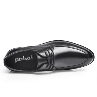 JINHOU 金猴 时尚商务牛皮系带圆头男单鞋  Q25288A 黑色 44码