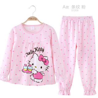 凯蒂猫 Hello Kitty儿童家居服自营新品棉宝宝女童套装小女孩空调服睡衣睡裤 KTN51208粉色 140cm适合135-145