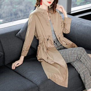 丽乔 2019女装春季新品风衣轻薄款韩版时尚中长款显瘦收腰外套 zx4412-8056 酱紫色 XL