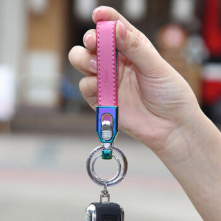 正牌（zobo）汽车钥匙扣 推板开口便携式子母双匙圈牛皮钥匙绳 汽车饰品生日礼物 ZB-936粉色