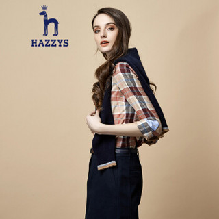 哈吉斯HAZZYS 衬衫女商务休闲都市格纹长袖衬衫ASCSK17CK02米色BI160/84A 38