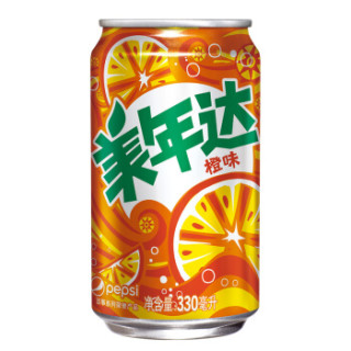 商品美年达 mirinda 橙味 汽水碳酸饮料 330ml*24罐