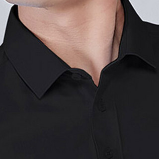 俞兆林（YUZHAOLIN）疏水衬衫 男士时尚职业商务免烫防水防污长袖衬衫5037-1876黑色XL