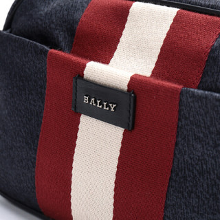 BALLY 巴利 男士墨蓝色红白条纹织物腰包斜挎包 QUINNY 137
