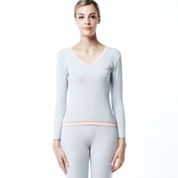 VKWEIKU 秋衣秋裤 男薄款女士线衣线裤 男士保暖内衣套装 情侣款 基础打底棉毛衫棉毛裤 BG040 女款浅灰 XL