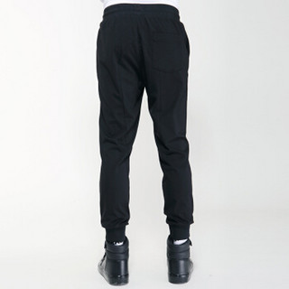 鸭鸭（YAYA）针织休闲裤男士秋季韩版印花束脚运动裤跑步修身长裤 黑色XL