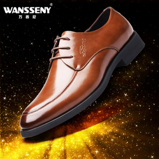 WANSSENY 万西尼 男士英伦风低帮系带正装韩版商务休闲鞋 567-5 棕色 38