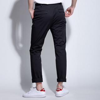 鸭鸭（YAYA）2018新款黑色青年休闲裤男士修身长裤商务直筒裤子 黑色M