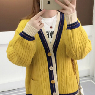 LAXJOY 朗悦 新款宽松百搭针织开衫韩版加厚毛衣外套针织衫女 LWYC188134