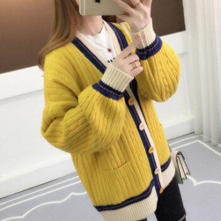 LAXJOY 朗悦 新款宽松百搭针织开衫韩版加厚毛衣外套针织衫女 LWYC188134