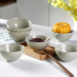 顺祥 陶瓷餐具 碗  碗碟套装 简约北欧素雅 26头带筷子餐具套装 米罗 灰绿色