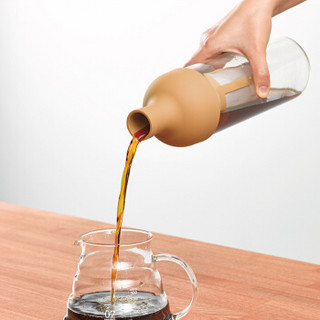 日本HARIO冷萃咖啡壶日本原装进口耐热玻璃冷泡咖啡壶欧式带滤网冷萃卡其色650ml