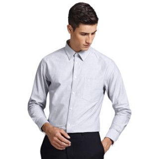 2018秋冬新款男士长绒棉牛津风纯棉商务绅士长袖衬衫 灰色 xl