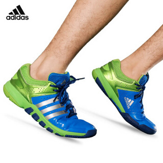 adidas 阿迪达斯 QUICKFORCE系列 运动休闲鞋男款 耐磨羽毛球鞋 网球鞋 AQ2375 蓝绿 41码/7.5 送阿迪2285袜子