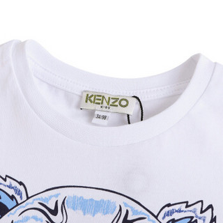 KENZO KIDS 高田贤三 奢侈品童装 女童白色棉质虎头印花短袖T恤 KM10708 01