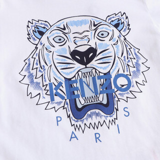 KENZO KIDS 高田贤三 奢侈品童装 女童白色棉质虎头印花短袖T恤 KM10708 01