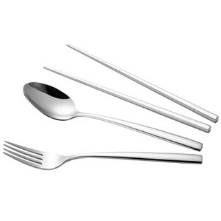 路卡酷（LUCUKU）304不锈钢筷子勺子叉子餐具套装 学生成人创意便携式筷勺叉三件套