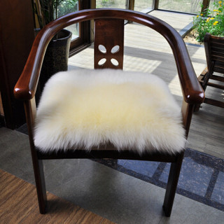 裘朴 纯羊毛皮毛一体椅子坐垫沙发坐垫办公室学生椅子垫羊毛坐垫 蜂黄色50*50cm