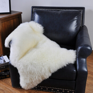 裘朴 羊毛沙发垫椅垫 欧式多功能沙发毯 纯羊毛皮毛一体整张羊皮 85规格1P 象牙色