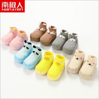 南极人 儿童袜子宝宝学步鞋袜婴儿卡通防滑地板袜室内袜套 灰色 XL(建议脚长11-12cm）