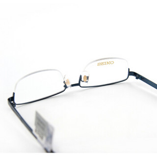 SEIKO 精工 眼镜框男款半框纯钛基础系列眼镜架近视配镜光学镜架H01116 P70 53mm 深蓝色