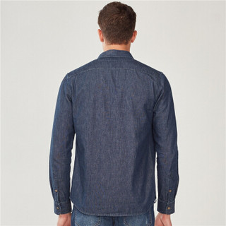 佐丹奴（Giordano） 男装衬衫 衬衫棉质修身牛仔长袖衬衫01048522  86深蓝色 中码(170/96A)