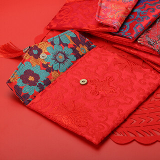 唐绣（TONSILK）创意丝绸万元布艺红包袋新年过年春节结婚庆用品婚礼利是封C015-5火焰红