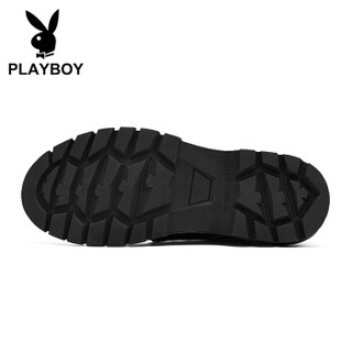 PLAYBOY 花花公子 英伦时尚商务休闲皮鞋男低帮防滑耐磨 DS85162 灰色 41