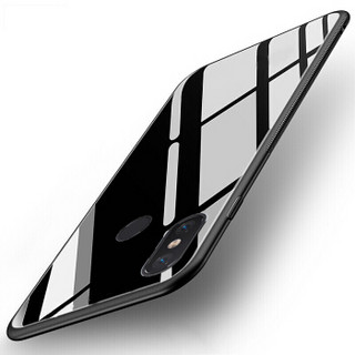 梵帝西诺 小米8SE手机壳 全包边玻璃防摔壳男女潮款 小米8se手机套 玻璃后盖+硅胶软边 黑色