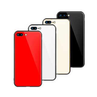 品胜（PISEN）苹果7P/8P手机壳 iPhone7plus/8plus保护套 全包钢化玻璃背板软硅胶边框保护壳 亮黑色