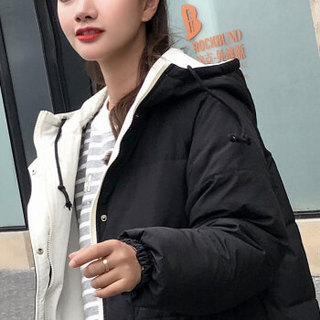 LAXJOY 朗悦 新款韩版中长款女羽绒棉服女学生加厚棉袄连帽棉衣双面穿外套 LWMF188535