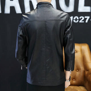 卡帝乐鳄鱼 (CARTELO) 皮夹克男士PU皮衣立领皮青年韩版修身男装外套 18169KE8617 黑色 M