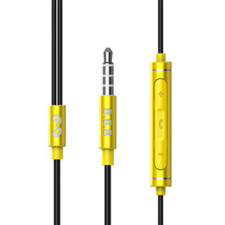 BYZ  KM21 黑眼圈三兄弟卡通金属入耳式 有线控手机耳机 黄色