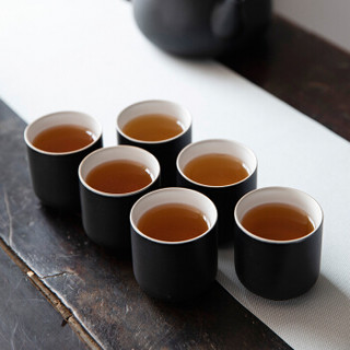 乐享 黑陶瓷茶具套装家用简约日用茶杯茶壶茶具礼盒 一壶六杯
