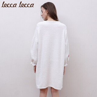 lecca lecca 拉可莉卡睡裙女秋季圆领套头睡衣冬季白色宽松长袖甜美家居服可外穿 LC174SE-WL149 白色