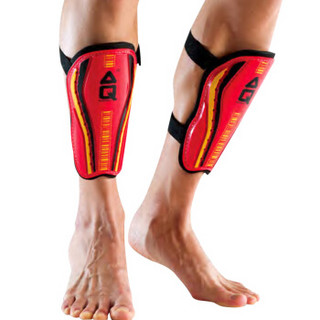 AQ护腿板足球成人儿童护小腿板 图腾S62682运动护具含绑带 红色 L|身高160-180CM