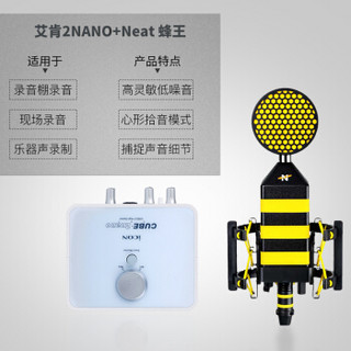 艾肯（iCON）2nano vst外置声卡电脑手机通用主播直播设备全套 2nano+NEAT King Bee 蜂王
