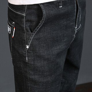 金盾（KIN DON）牛仔裤 新款男士时尚简约纯色牛仔长裤B337-9010黑色30