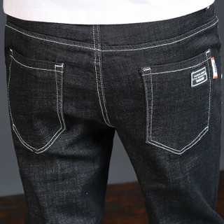 金盾（KIN DON）牛仔裤 新款男士时尚简约纯色牛仔长裤B337-9010黑色30