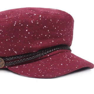 MAXVIVI毛呢海军帽女士秋冬贝雷帽子韩版时尚鸭舌帽英伦复古帽WMZ833071 酒红色