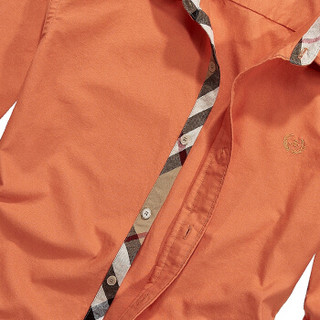 富铤（FORTEI ）长袖衬衫男士休闲纯色简约时尚衬衣男装 798172 橘色 M