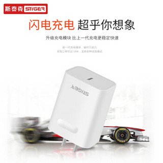 斯泰克 苹果PD快充器18W Type-C快充头USB-C充电头 线充套装 iPhoneX/XS/XS Max/XR/8/7plus电源适配器 白色